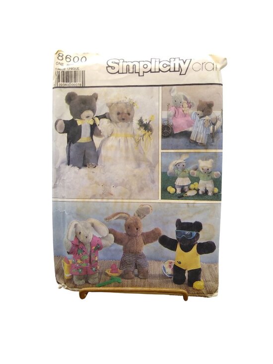 Simplicity Other - UNCUT Vintage Craft Sewing PATTERN Simplicity 8600, Bunny and Bear Clothes for 1